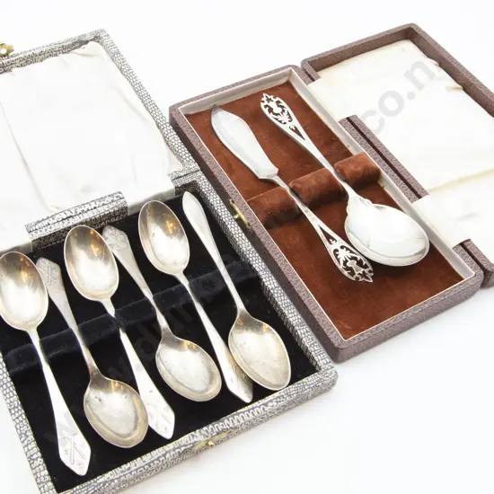 Two Boxes of Sterling Silver Spoons (1 Plated)