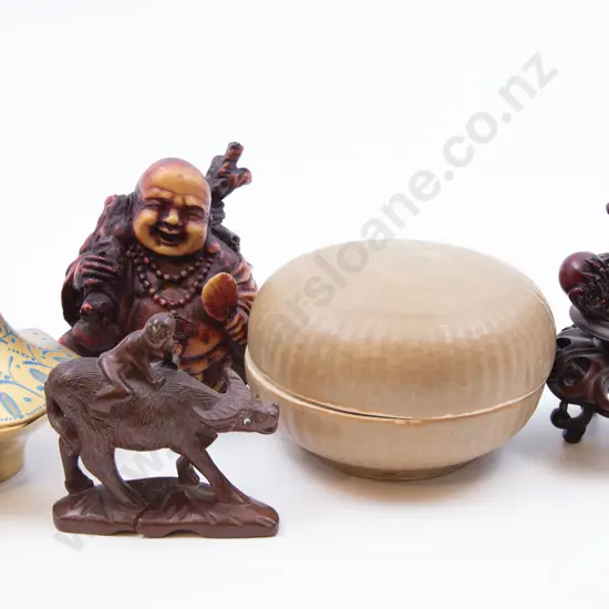 Small Box of Assorted Including Wooden Figures etc.