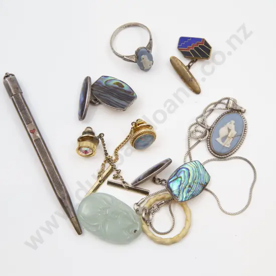 Wedgwood Matching Necklace and Ring In Box Together With Other