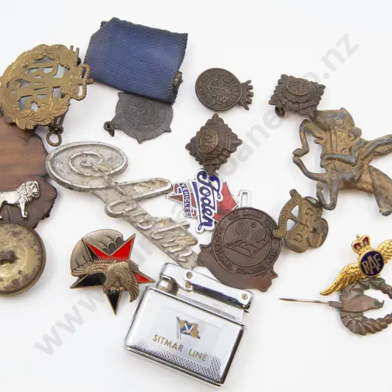 Bag of Assorted Badges and Medals Including Military etc.