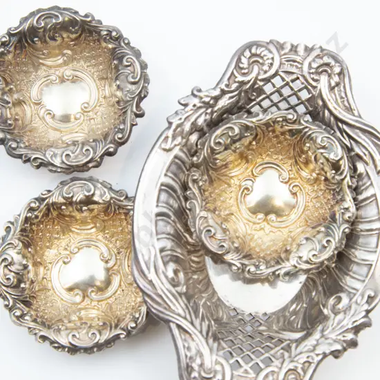 Two S/S Baskets With Three Small Dishes