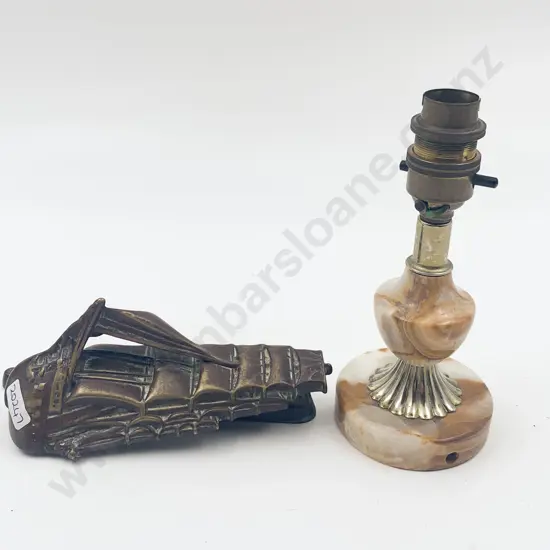 Ship Form Door Knocker Together With Small Agate Lamp (Needs Wiring)