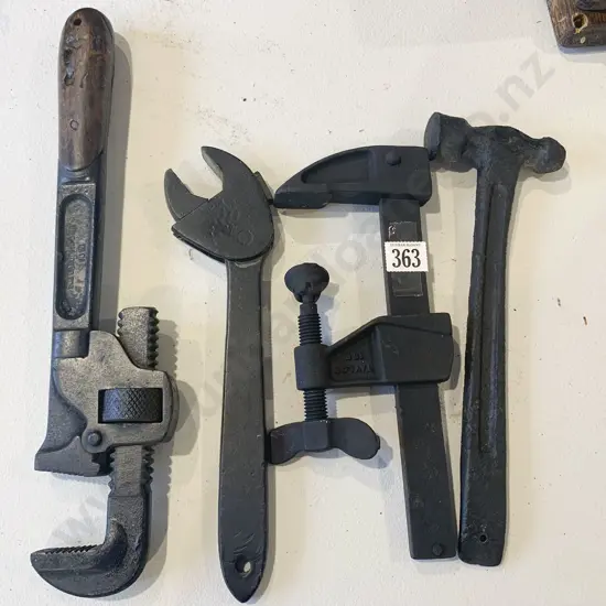 Four Vintage Ebonized Tool Including Clamp
