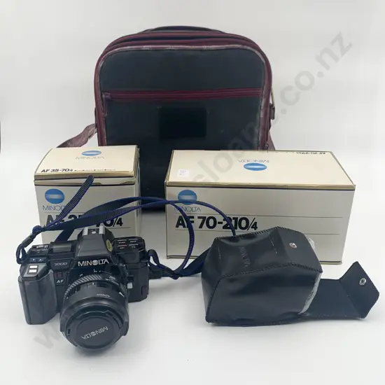 Minolta Camera and Accessories in Case Together With Two Boxed Lenses