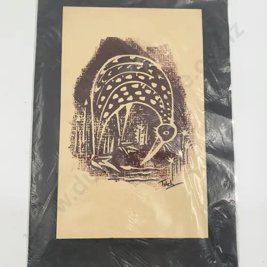 Thelma deLancy Lino Cut of Kiwi