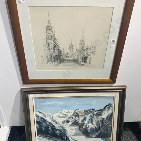 T. Anderson Mountain Scape Oil Together With Shona McFarlane Print