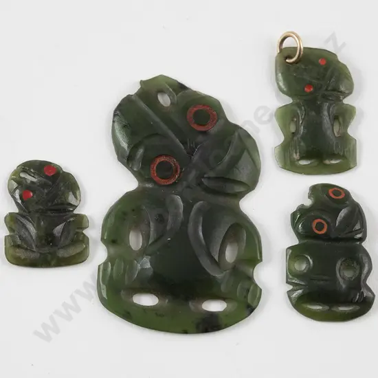 Four Small Pounamu Hei-Tiki of graduated size