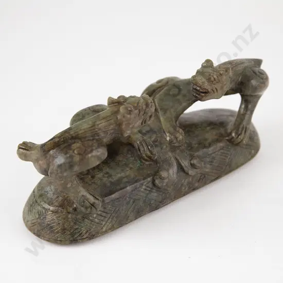 Chinese Jadeite carving of two mythical creatures