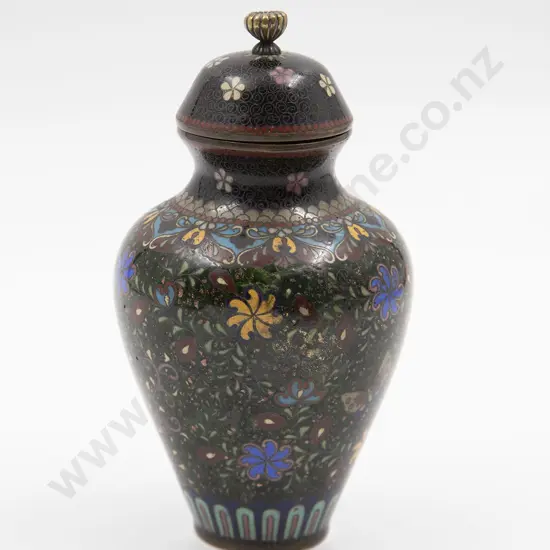 Japanese cloisonné lidded vase