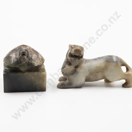 Chinese carved stone dragon and chop seal