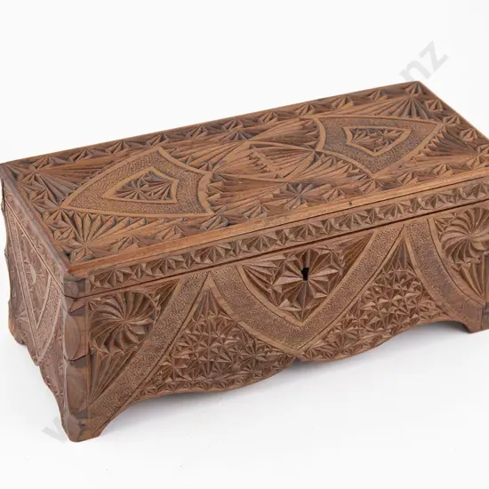 New Zealand Kauri Chip Carved Jewellery Box