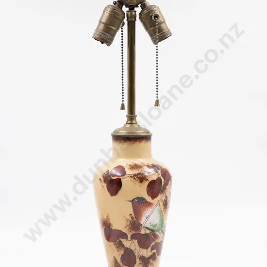 American Hand painted lamp with brass fittings