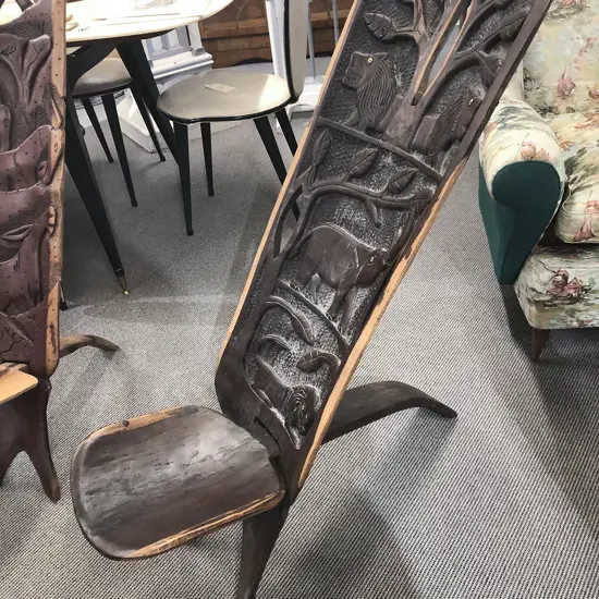 Carved African Hardwood Chair