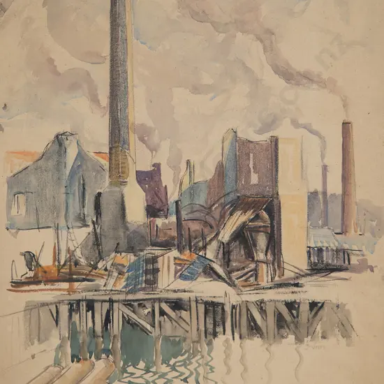 John Weeks (1888-1965) - Industrial Port Scene
