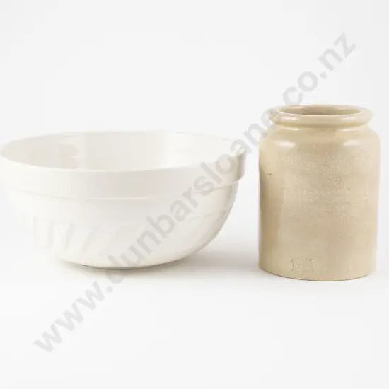 Temuka Potteries Mixing Bowl & Milton Potteries (?) Jam Jar (2)