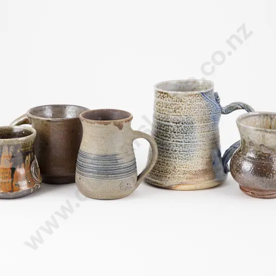 Five Various NZ & Australian Studio Ceramic Mugs