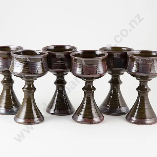 Set of Six NZ Ceramic Goblets