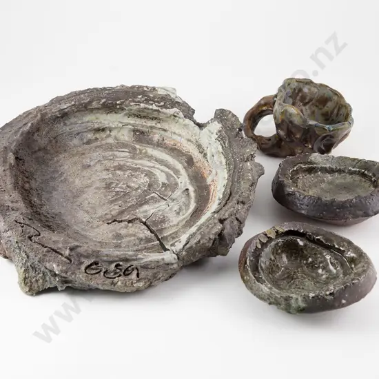 Four Various Daryll Frost Rustic Pottery Pieces