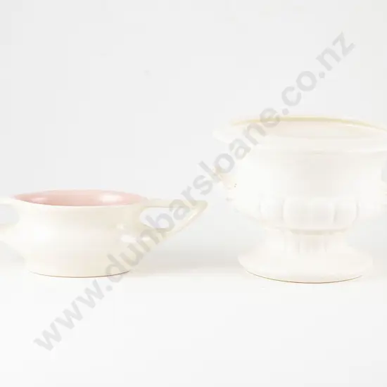 Crown Lynn Whiteware Urn Vase & OC Stephens Trough (2)