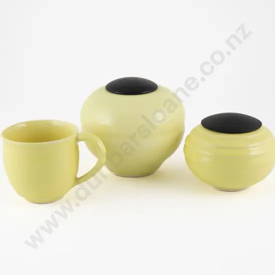 Anneke Borren Two Round Lidded Boxes and a Cup