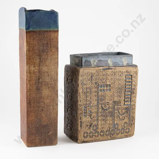 Keith Blight tall slab vase and another slab vase