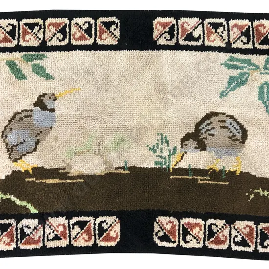 New Zealand Wool Pile Rug With Two Kiwis