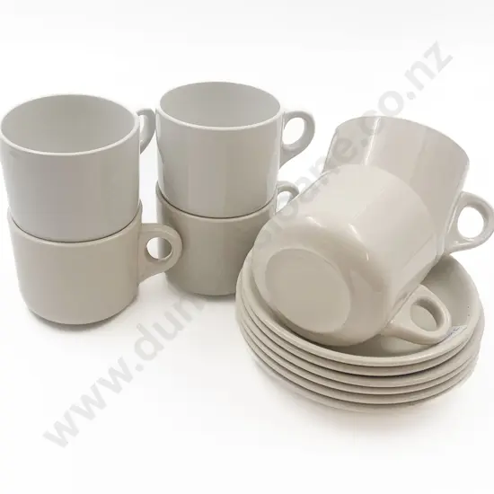 Six Crown Lynn Tea Cups Together With Saucers