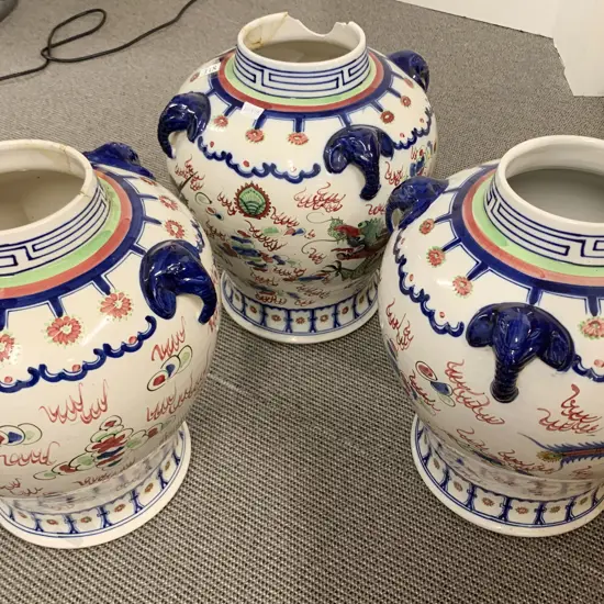 Three Large Chinese Ginger Jars (Faults)