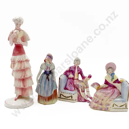 Pair of China Bookends and Two Figurines