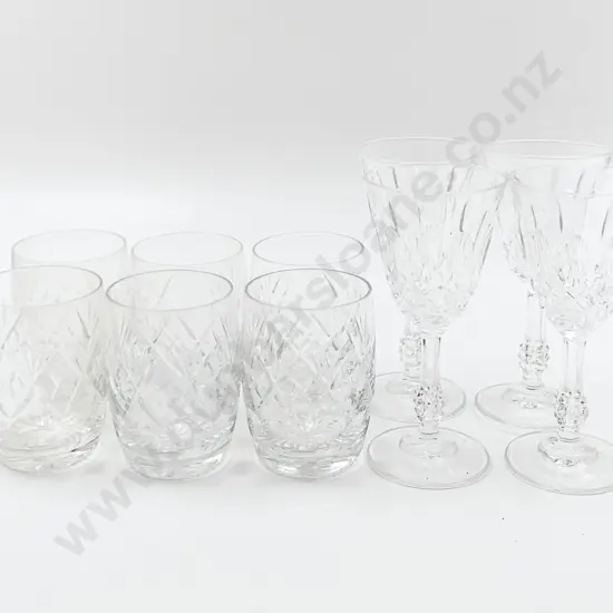 Six Crystal Tumblers and Four Wine Glasses