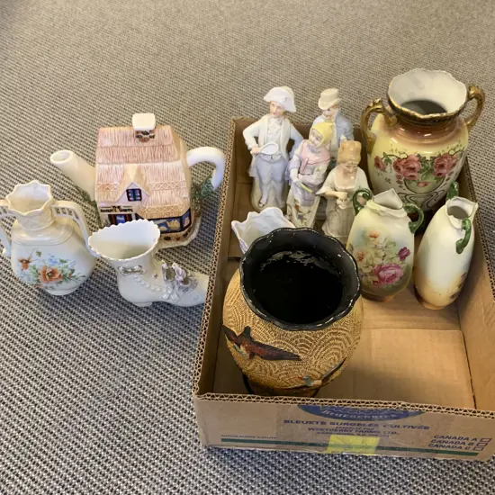 Small Quantity of Assorted China Figures and Vases Etc.