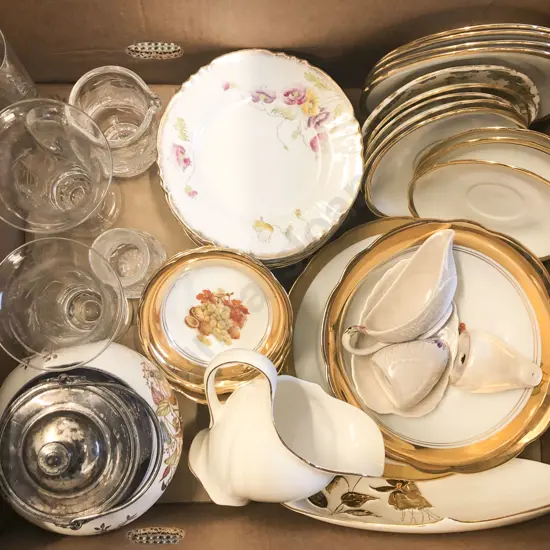 Box of Assorted Glassware and China