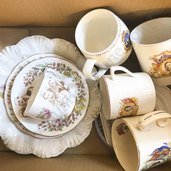 Box of Assorted Royal Commemorative China