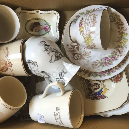Box of Assorted Royal Commemorative China