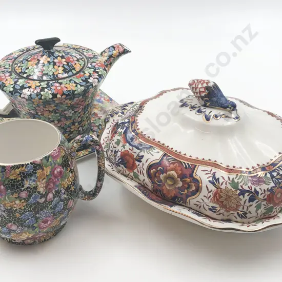 China Tureen Together with Floral Decorated China