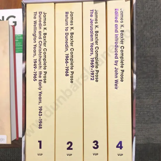 Cased Four Volume Set of James K. Baxter Complete Prose