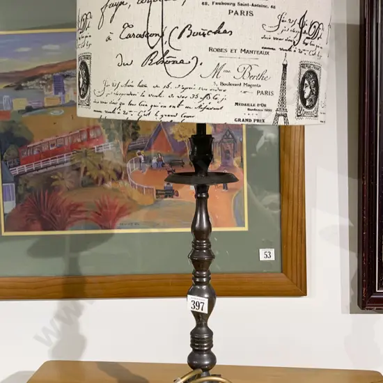 Pewter Table Lamp with Modern Shade