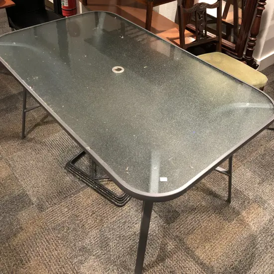 Modern Glass Top Outdoor Table