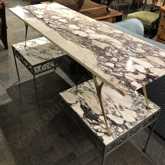 Rectangular Coffee Table with Brass Legs