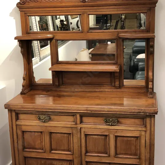 Walnut Sideboard with Mirrored Back