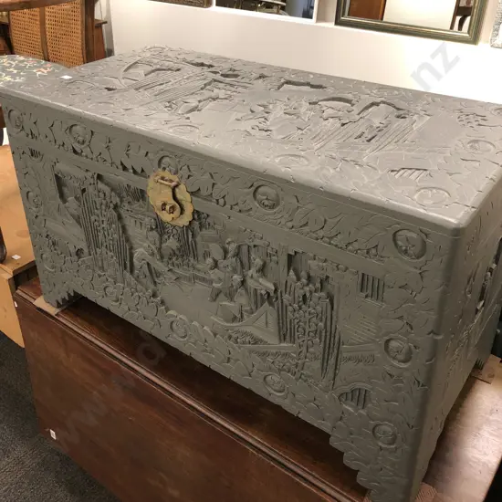 Grey Painted Camphor Chest
