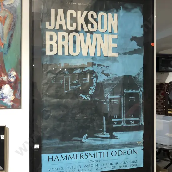 Jackson Browne Vintage Framed 1982 Concert Poster