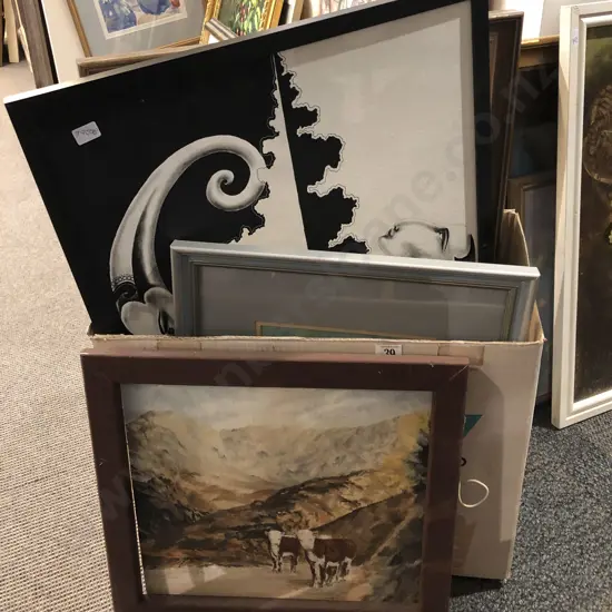 Box of Six Assorted Framed and Unframed Works