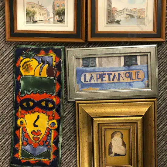 Box of Nine Assorted Mostly Framed Works