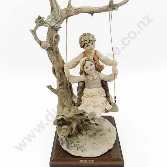 B.Merli Figure Group of Boy and Girl on Swing