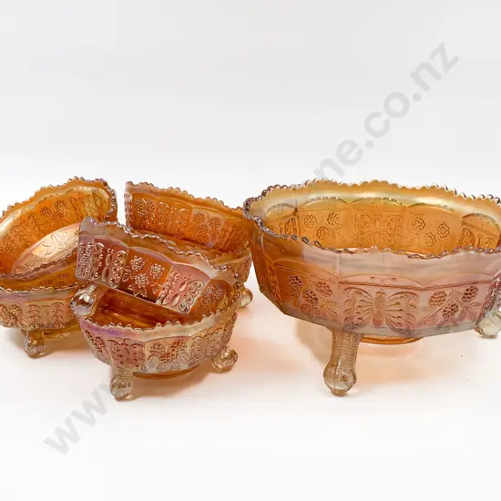 Carnival Glass Fruit Bowl Together With Six Sundae Dishes