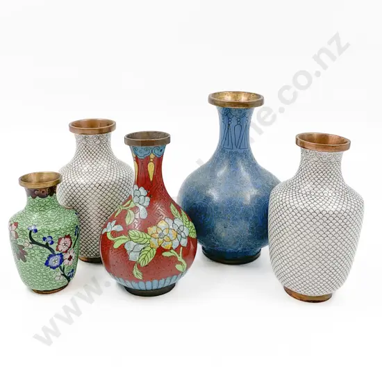 Five Assorted Cloisonné Vases