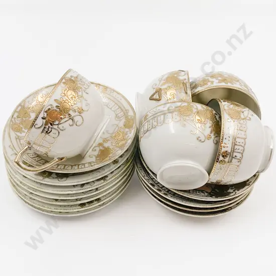 Gilt Decorated Egg Shell Part Tea Set