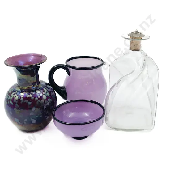 Four Pieces of Art Glass Including Hoglund Sugar and Cream