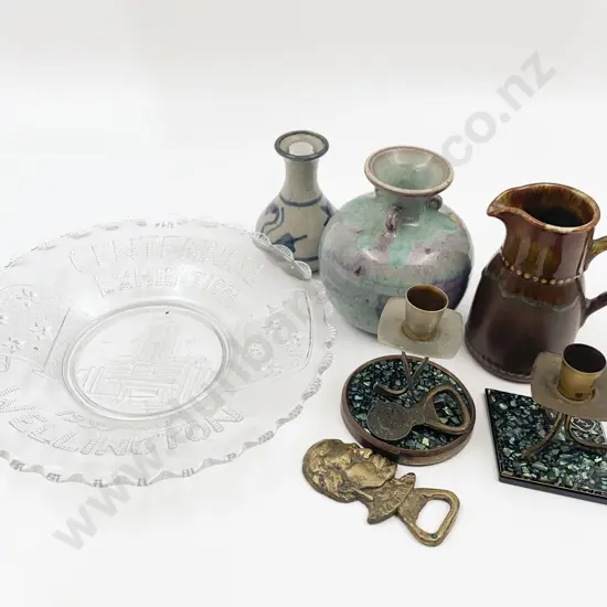 Small Qty of Assorted Kiwiana Including Bottle Openers and Paua Shell Candlesticks etc.